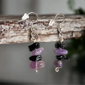 Black Onyx/Amethyst earrings
